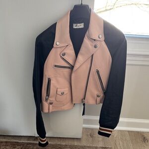 Coach Leather Jacket in Black and Pink